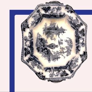 W Adams & Sons, England VERY OLD Blue Flow Serving Plate